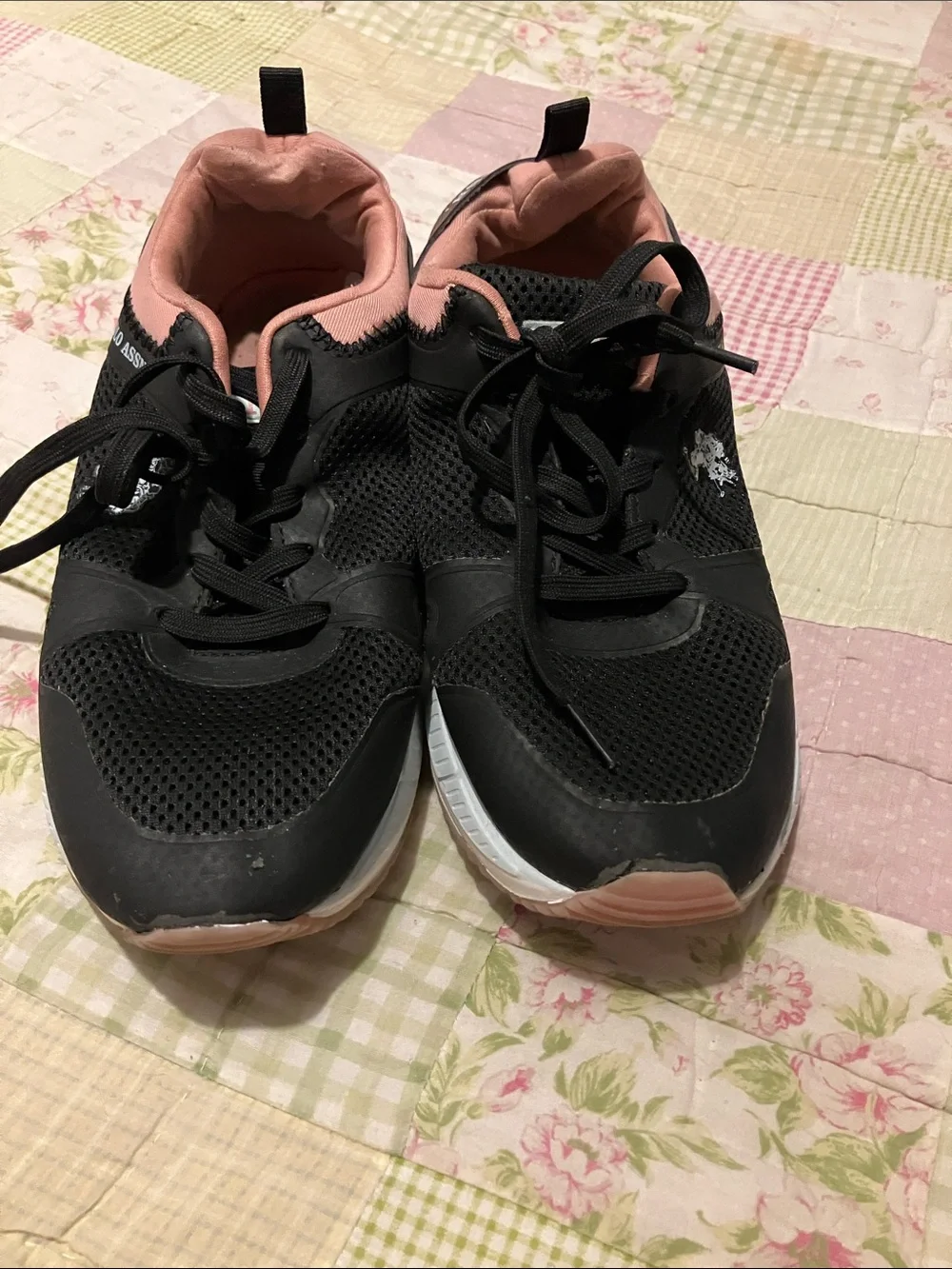 U.S. Polo Assn. Women's Black and Pink Athletic Sneakers - Picture 4 of 7